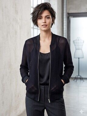 Zara Mesh Bomber Jacket - Black